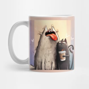 Cat and Dog Friends Get Amped Up on Coffee Mug